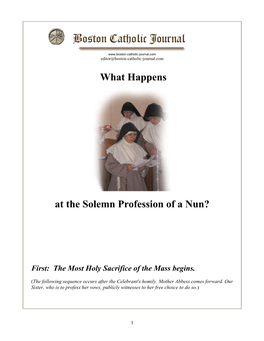 What Happens at the Solemn Profession of a Nun?