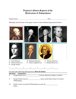 Virginia's Seven Signers of the Declaration
