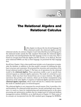 The Relational Algebra and Relational Calculus