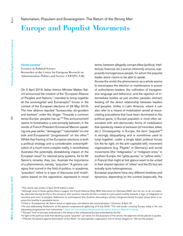 Europe and Populist Movements