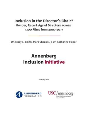 Inclusion in the Director's Chair 2007 to 2017