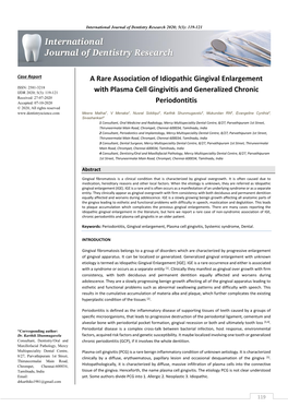 A Rare Association of Idiopathic Gingival Enlargement with Plasma