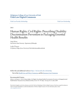 Human Rights, Civil Rights: Prescribing Disability