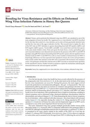 Breeding for Virus Resistance and Its Effects on Deformed Wing Virus Infection Patterns in Honey Bee Queens