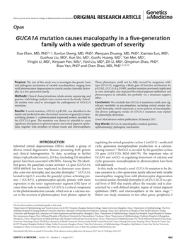 GUCA1A Mutation Causes Maculopathy in a Five-Generation Family with a Wide Spectrum of Severity