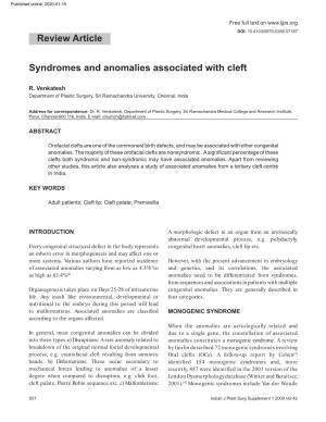 Syndromes and Anomalies Associated with Cleft Review Article