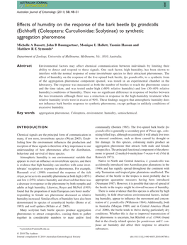 Effects of Humidity on the Response of the Bark Beetle Ips Grandicollis (Eichhoff) (Coleoptera: Curculionidae: Scolytinae) to Synthetic