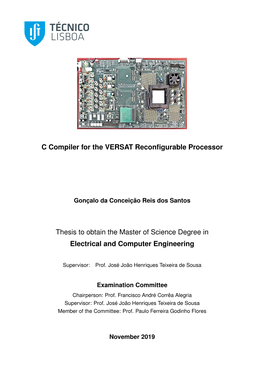 C Compiler for the VERSAT Reconfigurable Processor Thesis To