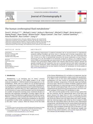 Journal of Chromatography B the Human Cerebrospinal Fluid