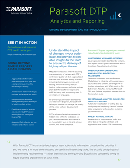 Parasoft DTP Analytics and Reporting