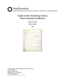 Guide to the Chickering & Sons Piano Company Collection