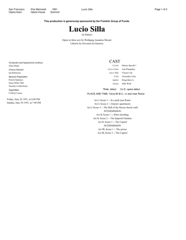 Lucio Silla Page 1 of 2 Opera Assn