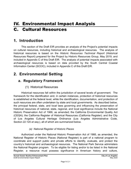 IV. Environmental Impact Analysis C. Cultural Resources