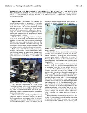 Reflectance and Transmission Measurements in Support of the Emissivity Measurements in the Planetary Emissivity Laboratory (Pel)