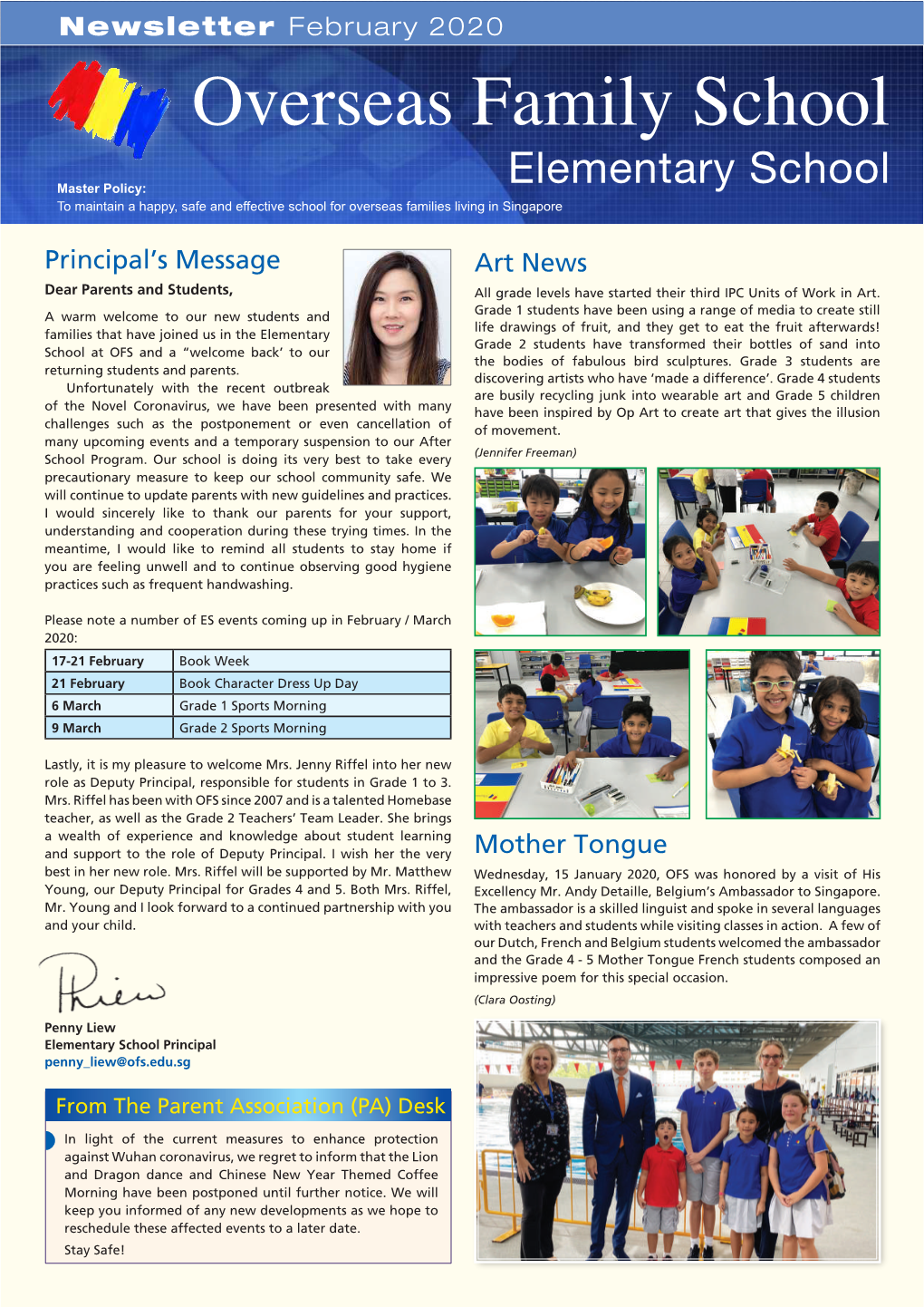 Elementary School Master Policy: to Maintain a Happy, Safe and Effective School for Overseas Families Living in Singapore