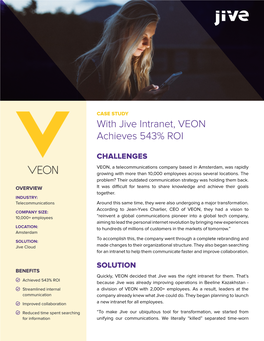 With Jive Intranet, VEON Achieves 543% ROI