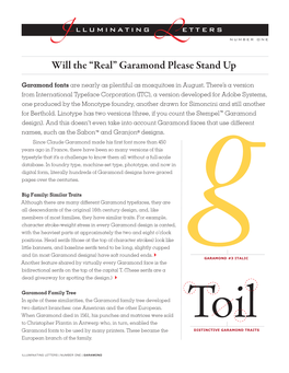 Will the “Real” Garamond Please Stand Up