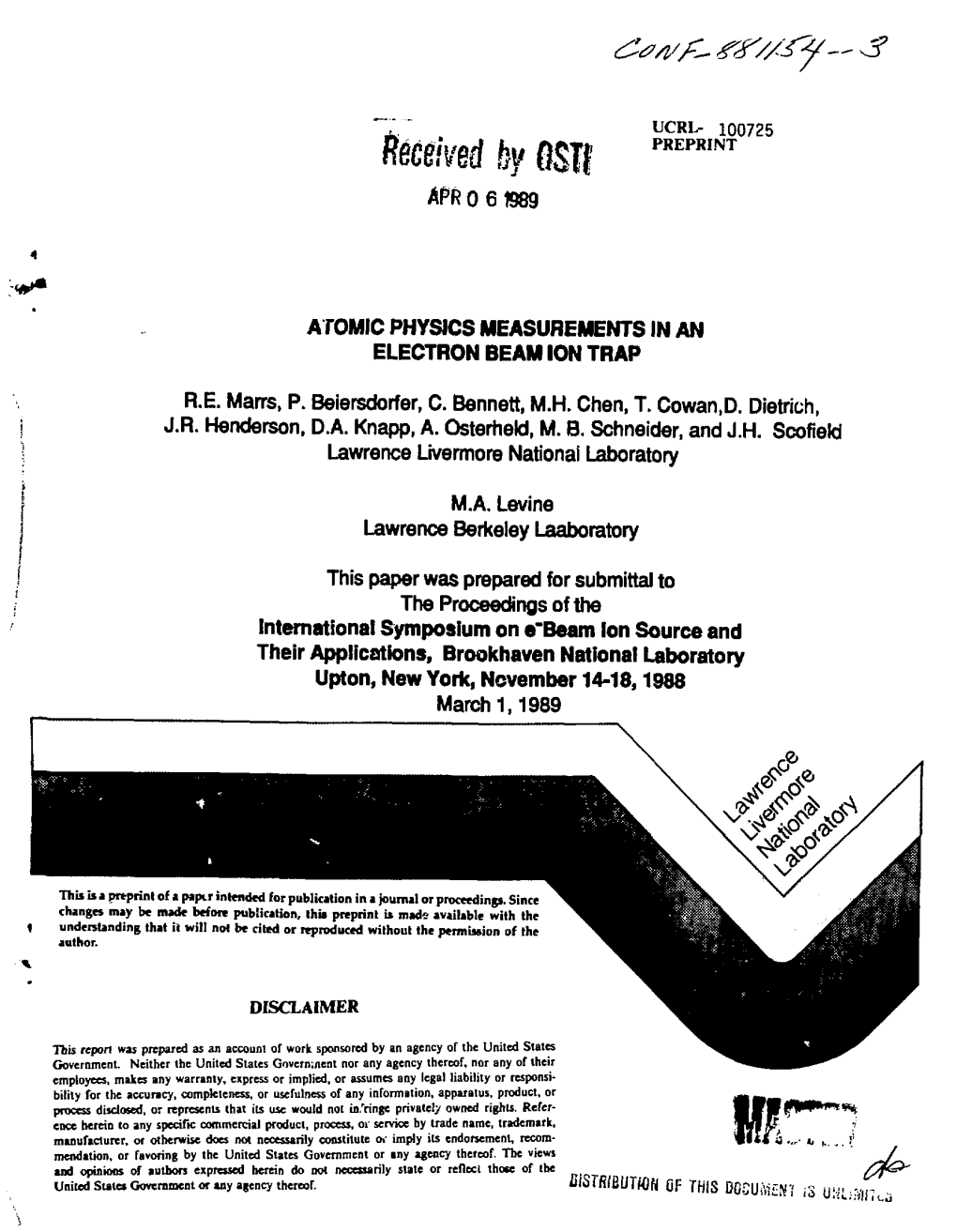 Atomic Physics Measurements in an Electron Beam Ion Trap