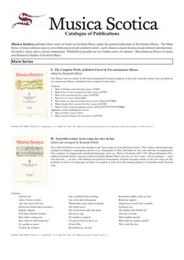 Musica Scotica Catalogue of Publications