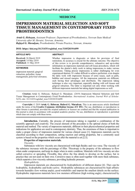 Impression Material Selection and Soft Tissue Management in Contemporary Fixed Prosthodontics
