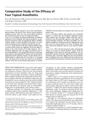 Comparative Study of the Efficacy of Four Topical Anesthetics