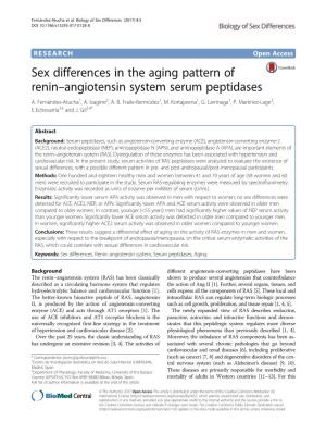 Sex Differences in the Aging Pattern of Renin–Angiotensin System Serum Peptidases A