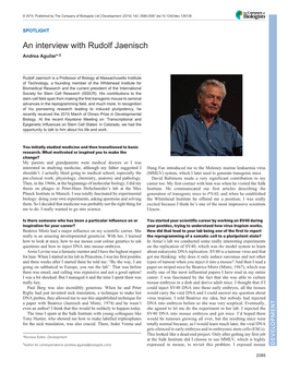 An Interview with Rudolf Jaenisch Andrea Aguilar*,‡