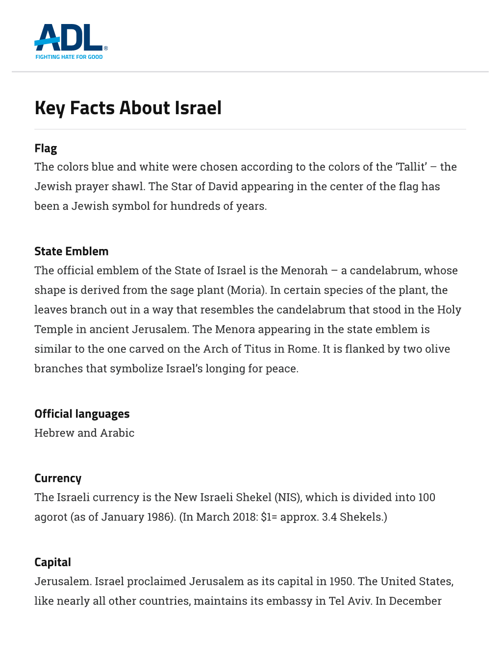 Key Facts About Israel