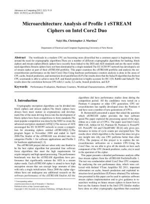 Microarchitecture Analysis of Profile 1 Estream Ciphers on Intel Core2 Duo