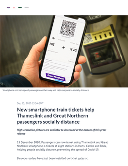 New Smartphone Train Tickets Help Thameslink and Great Northern Passengers Socially Distance