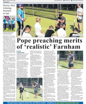 Pope Preaching Merits of 'Realistic' Farnham