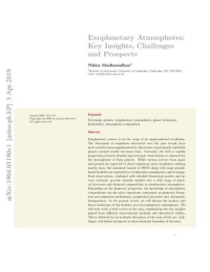 Exoplanetary Atmospheres: Key Insights, Challenges and Prospects