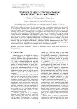 Influence of Abiotic Stress Factors on Blackcurrant Resistance to Pests