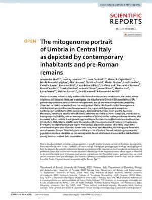 The Mitogenome Portrait of Umbria in Central Italy As Depicted By
