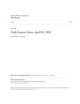 Daily Eastern News: April 05, 1950 Eastern Illinois University