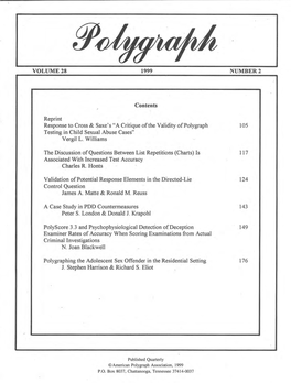 VOLUME 28 1999 Contents Reprint Response to Cross & Saxe's "A