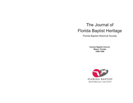 The Journal of Florida Baptist Heritage Florida Baptist Historical Society