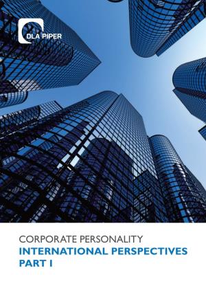 Corporate Personality International Perspectives Part I Contents