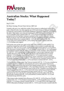 Australian Stocks: What Happened Today?