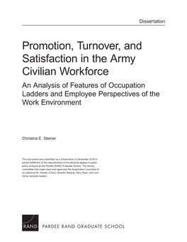 Promotion, Turnover and Satisfaction in the Army Civilian Workforce