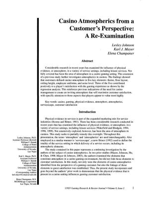 Casino Atmospherics from a Customer's Perspective: a Re-Examination