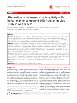 Attenuation of Influenza Virus Infectivity with Herbal-Marine