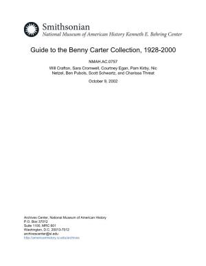 Guide to the Benny Carter Collection, 1928-2000