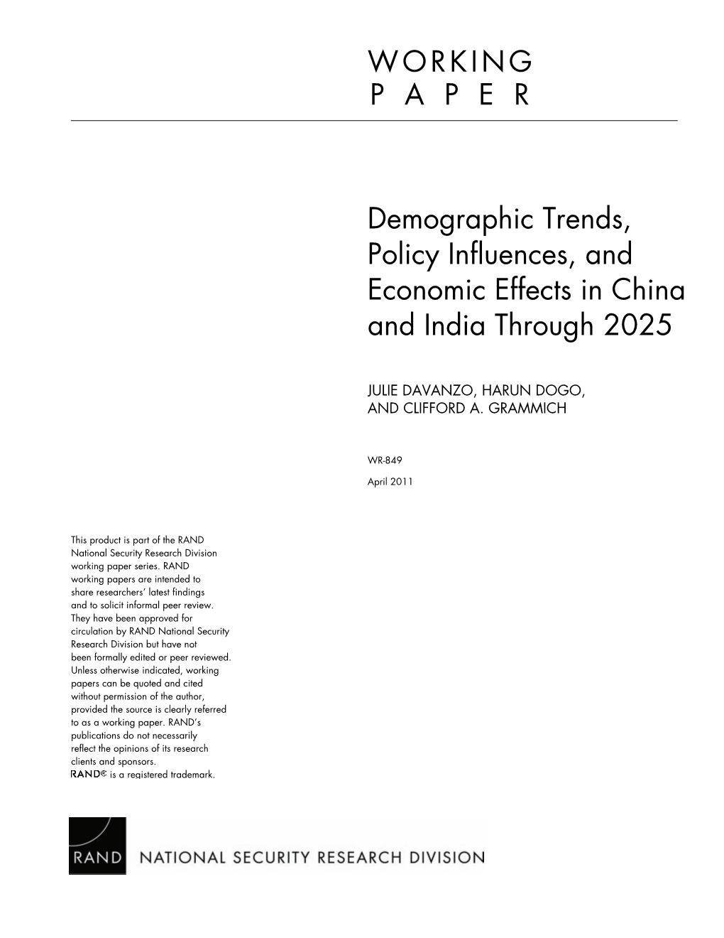 Demographic Trends, Policy Influences, and Economic Effects in China and India Through 2025