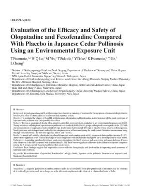 Evaluation of the Efficacy and Safety of Olopatadine and Fexofenadine