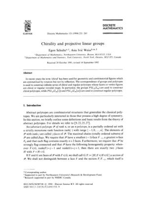 Chirality and Projective Linear Groups