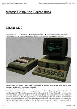 Olivetti M20 | Vintage Computing Source Book