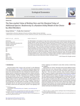 The Non-Market Value of Birding Sites and the Marginal Value of Additional Species: Biodiversity in a Random Utility Model of Site Choice by Ebird Members