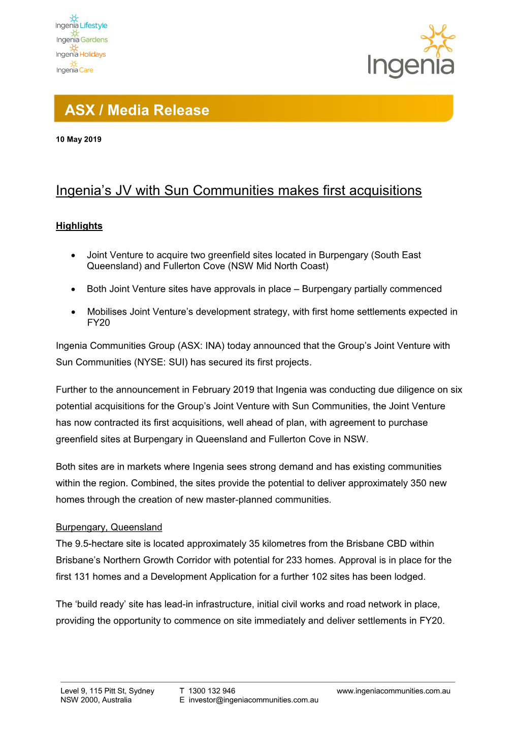 ASX / Media Release