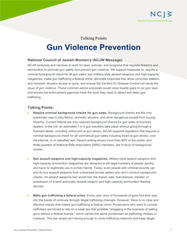 Talking Points on Gun Violence Prevention